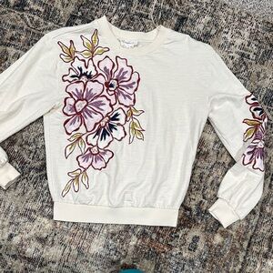 Anthropologie Cream Floral Sweatshirt